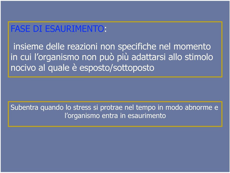 nocivo al quale è esposto/sottoposto Subentra quando lo stress