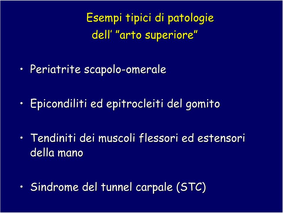 epitrocleiti del gomito Tendiniti dei muscoli