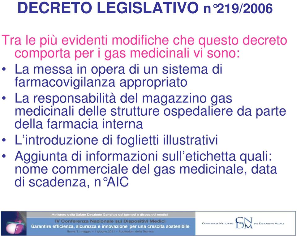 medicinali delle strutture ospedaliere da parte della farmacia interna L introduzione di foglietti