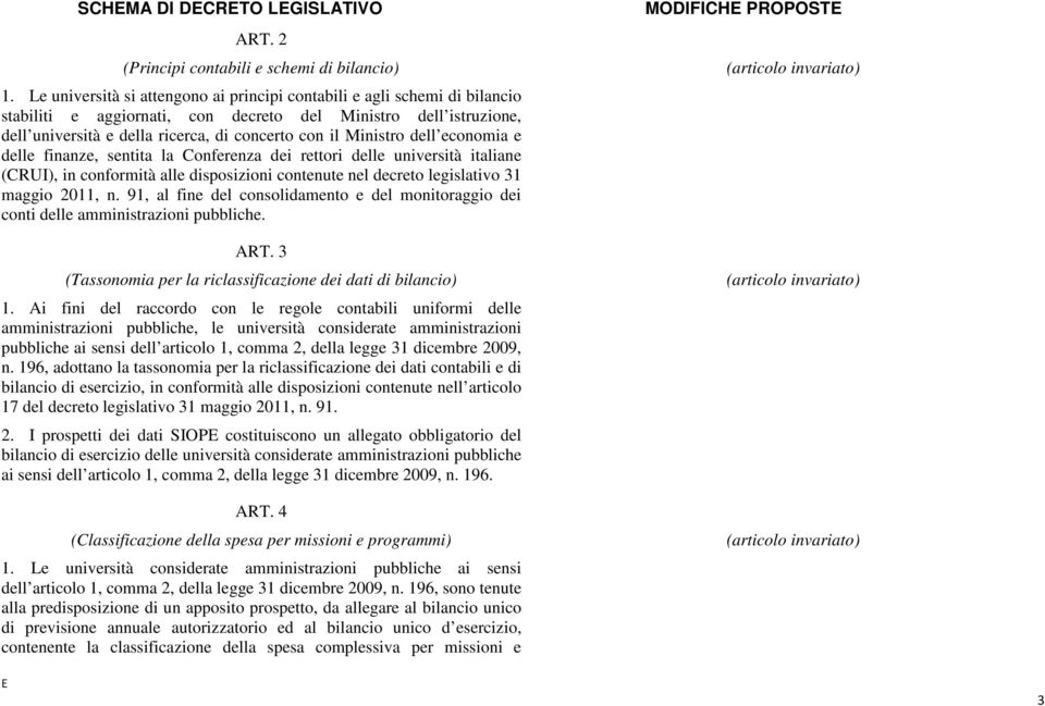 Ministro dell economia e delle finanze, sentita la Conferenza dei rettori delle università italiane (CRUI), in conformità alle disposizioni contenute nel decreto legislativo 31 maggio 2011, n.