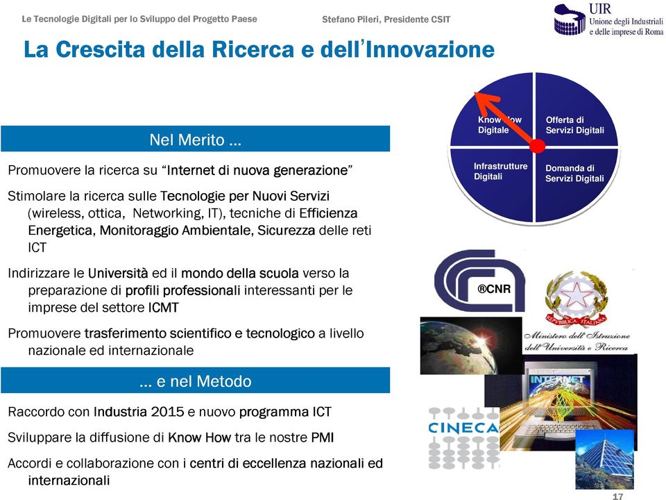 Ambientale, Sicurezza delle reti ICT Indirizzare le Università ed il mondo della scuola verso la preparazione di profili professionali interessanti per le imprese del settore ICMT Promuovere