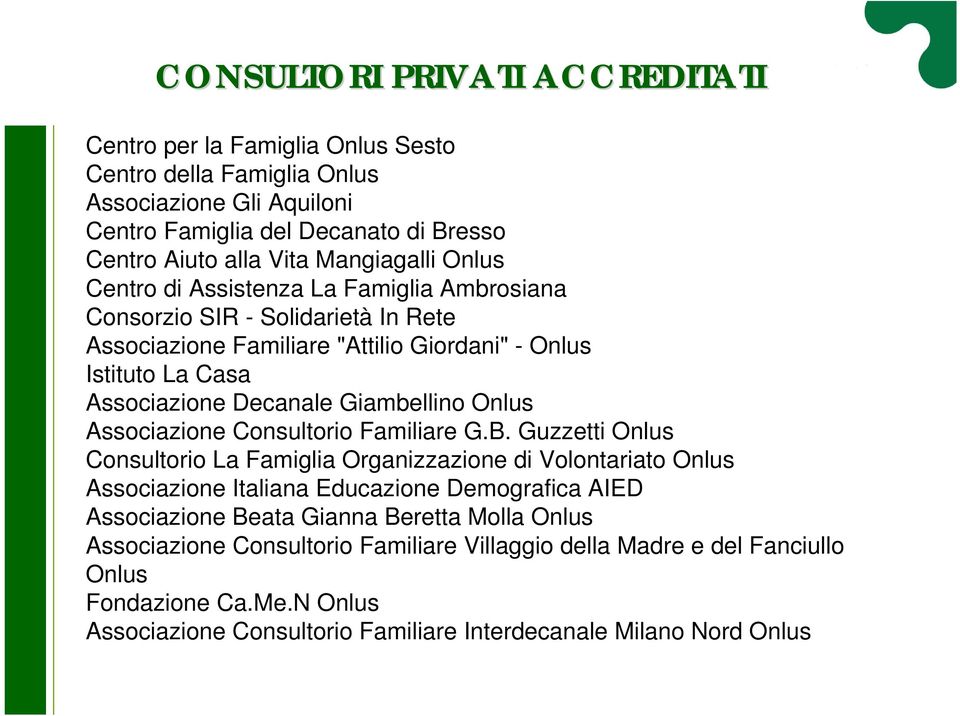 Giambellino Onlus Associazione Consultorio Familiare G.B.