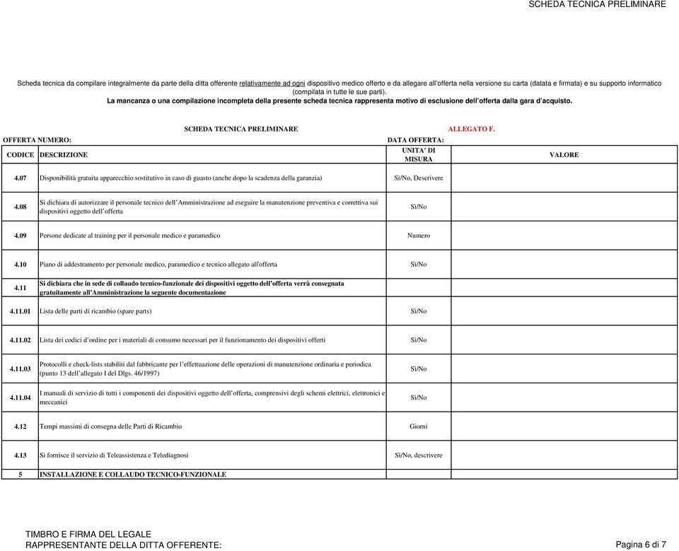 09 Persone dedicate al training per il personale medico e paramedico Numero 4.10 Piano di addestramento per personale medico, paramedico e tecnico allegato all'offerta 4.