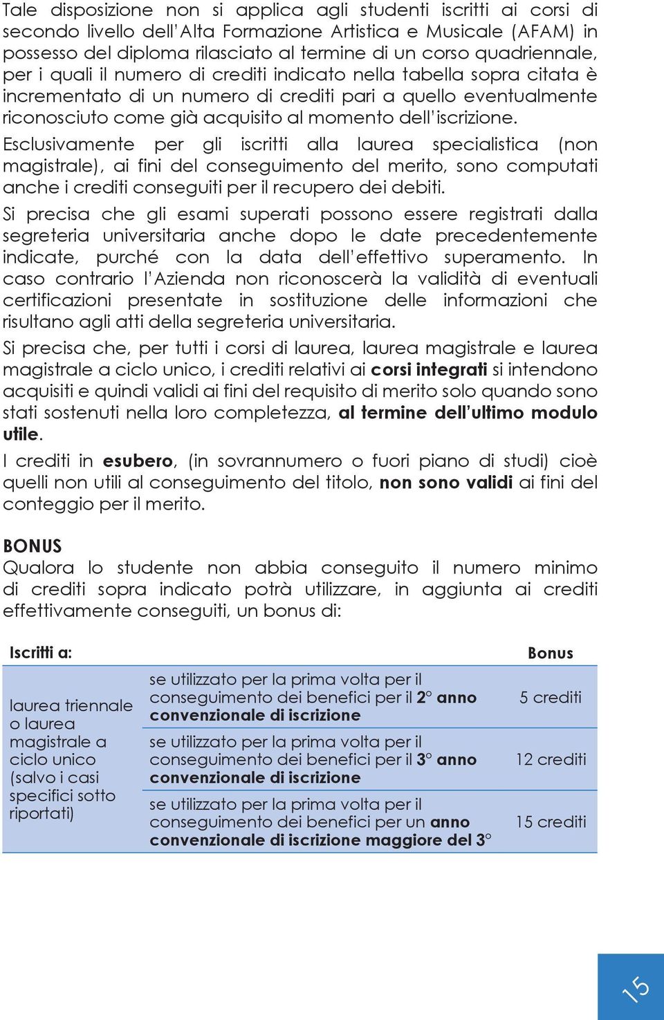 iscrizione. Esclusivamente per gli iscritti alla laurea specialistica (non magistrale), ai fini del conseguimento del merito, sono computati anche i crediti conseguiti per il recupero dei debiti.