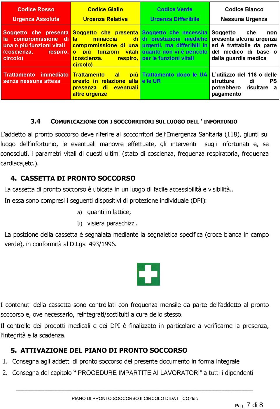 più presto in relazione alla presenza di eventuali altre urgenze Soggetto che necessita di prestazioni mediche urgenti, ma differibili in quanto non vi è pericolo per le funzioni vitali Trattamento