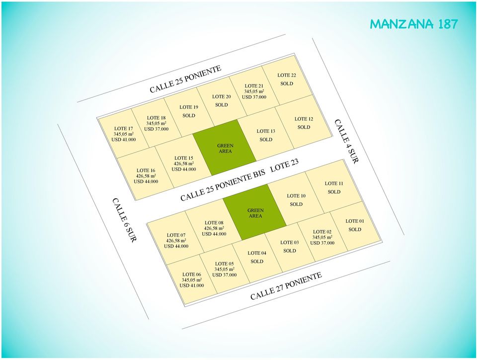 000 LOTE 20 GREEN AREA LOTE 08 USD 44.000 LOTE 21 USD 37.