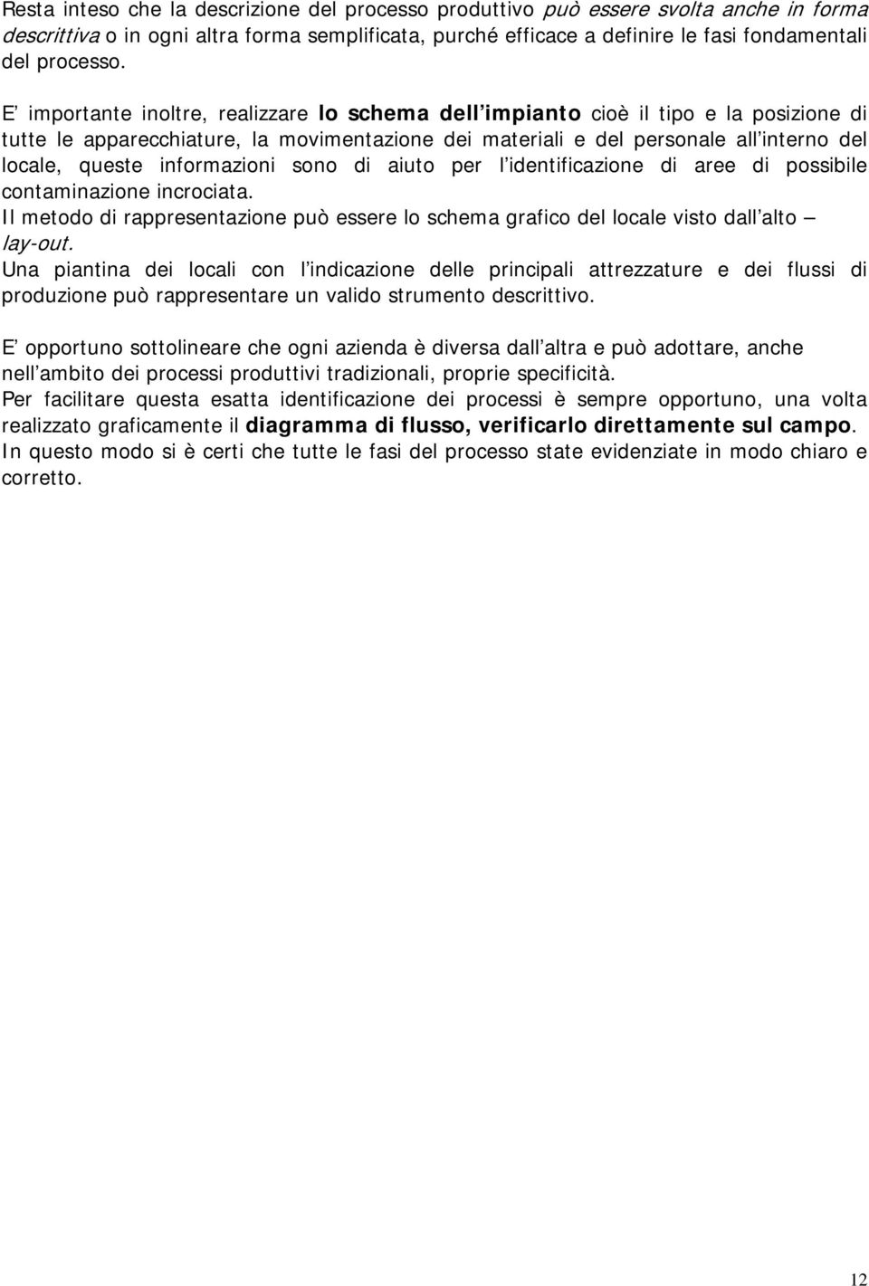 informazioni sono di aiuto per l identificazione di aree di possibile contaminazione incrociata. Il metodo di rappresentazione può essere lo schema grafico del locale visto dall alto lay-out.