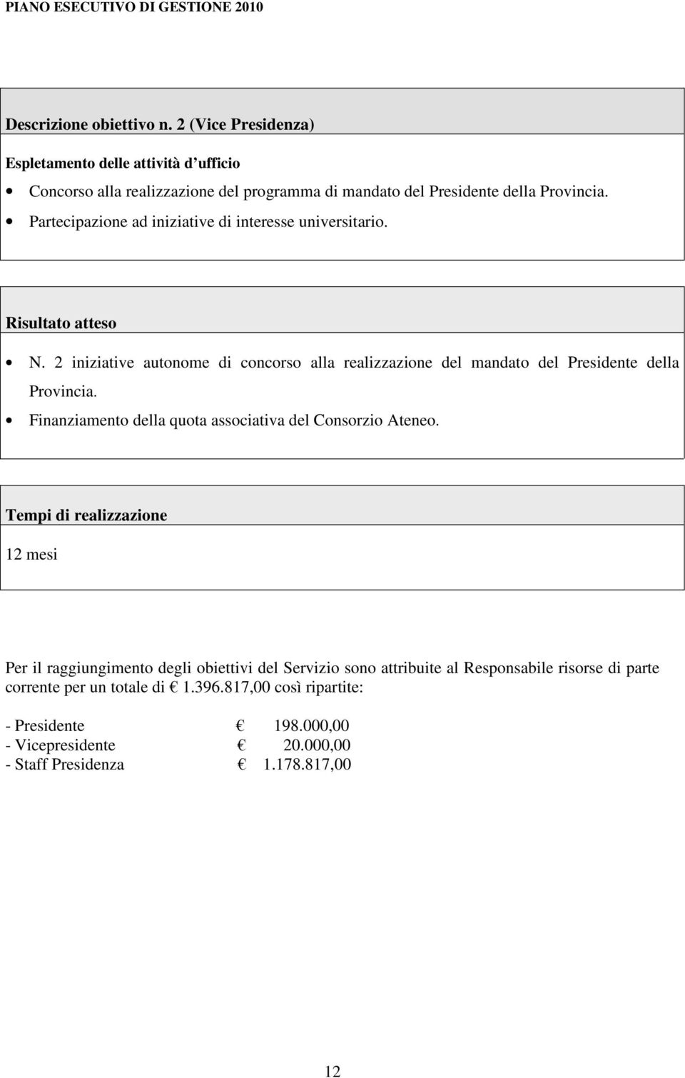 Partecipazione ad iniziative di interesse universitario. N. 2 iniziative autonome di concorso alla realizzazione del mandato del Presidente della Provincia.