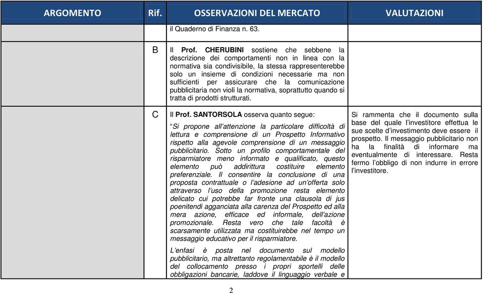 per assicurare che la comunicazione pubblicitaria non violi la normativa, soprattutto quando si tratta di prodotti strutturati. C Il Prof.