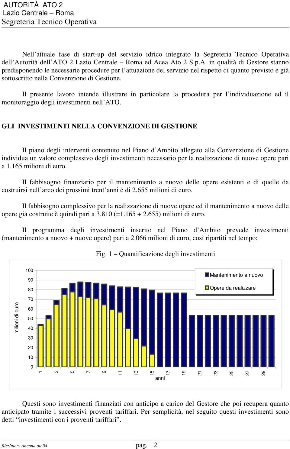 Il presente lavoro intende illustrare in particolare la procedura per l individuazione ed il monitoraggio degli investimenti nell ATO.