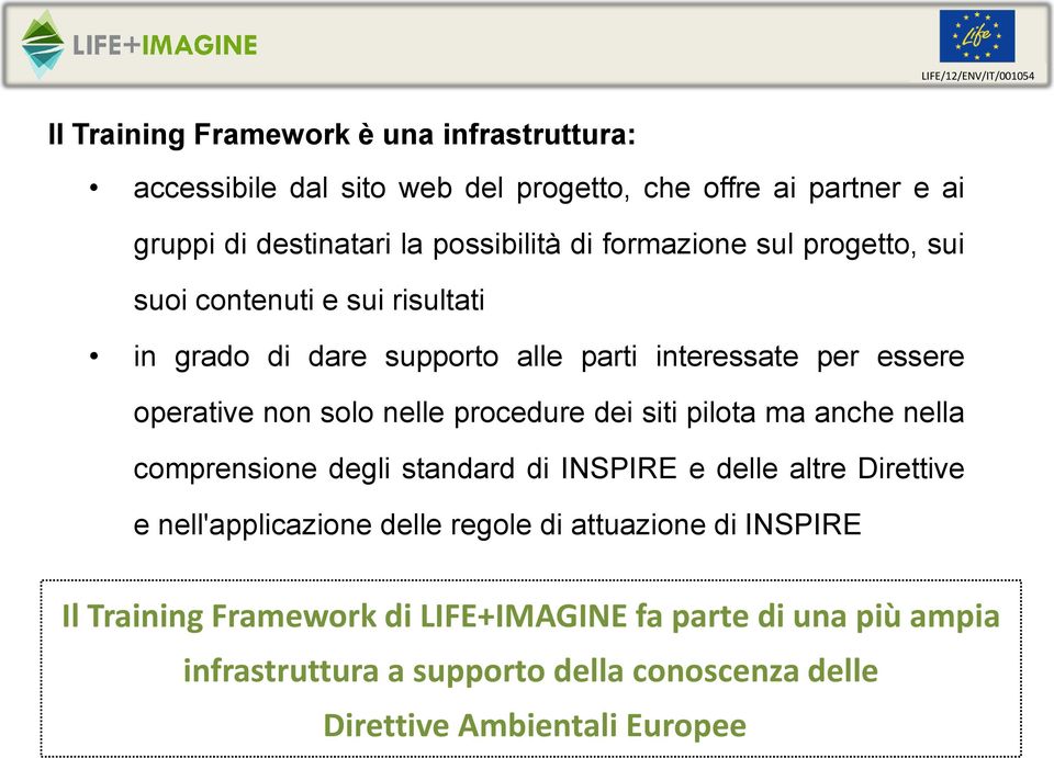 procedure dei siti pilota ma anche nella comprensione degli standard di INSPIRE e delle altre Direttive e nell'applicazione delle regole di