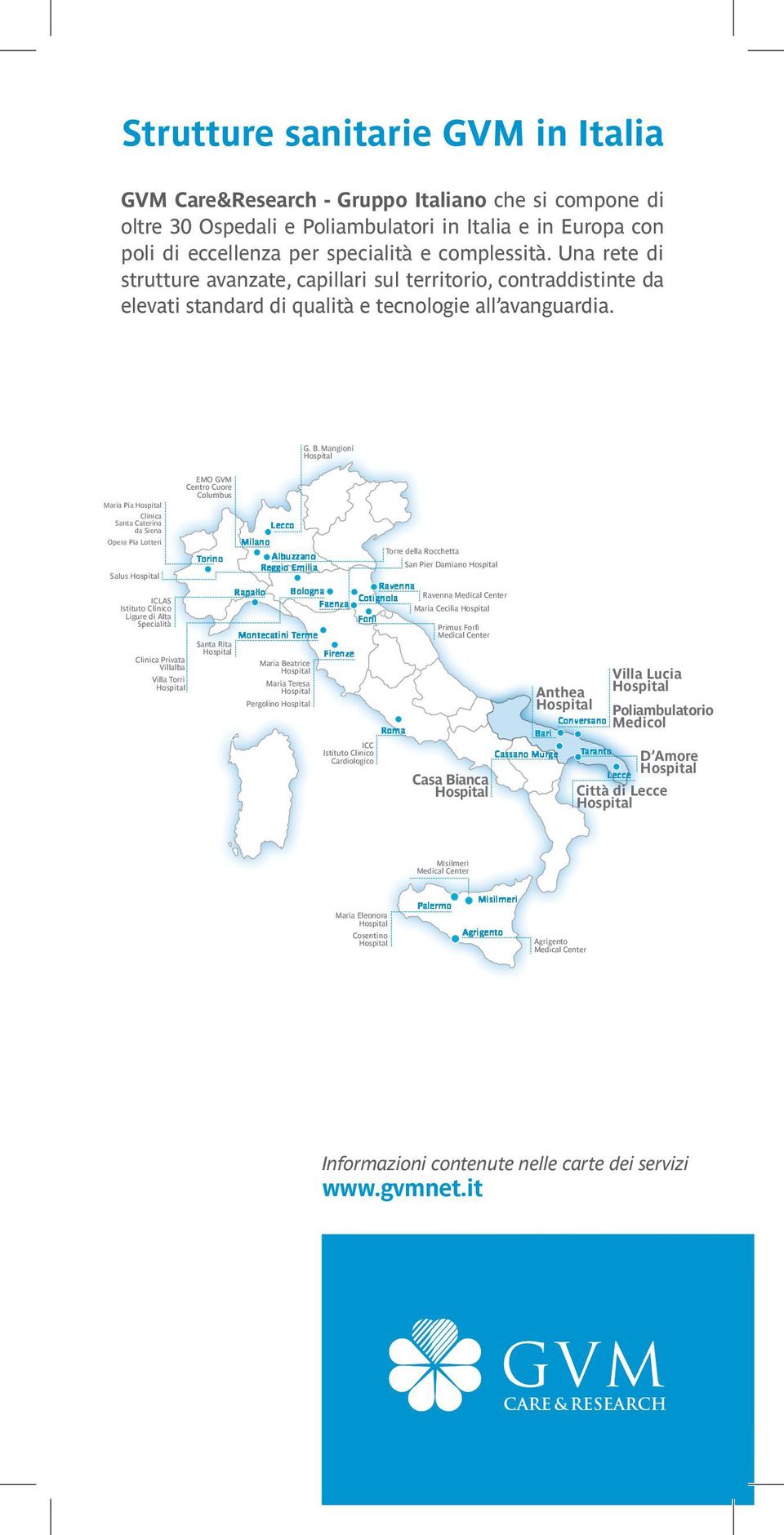 Mangioni Maria Pia Clinica Santa Caterina da Siena Opera Pia Lotteri Salus ICLAS Istituto Clinico Ligure di Alta Specialità Clinica Privata Villalba Villa Torri EMO GVM Centro Cuore Columbus Torino