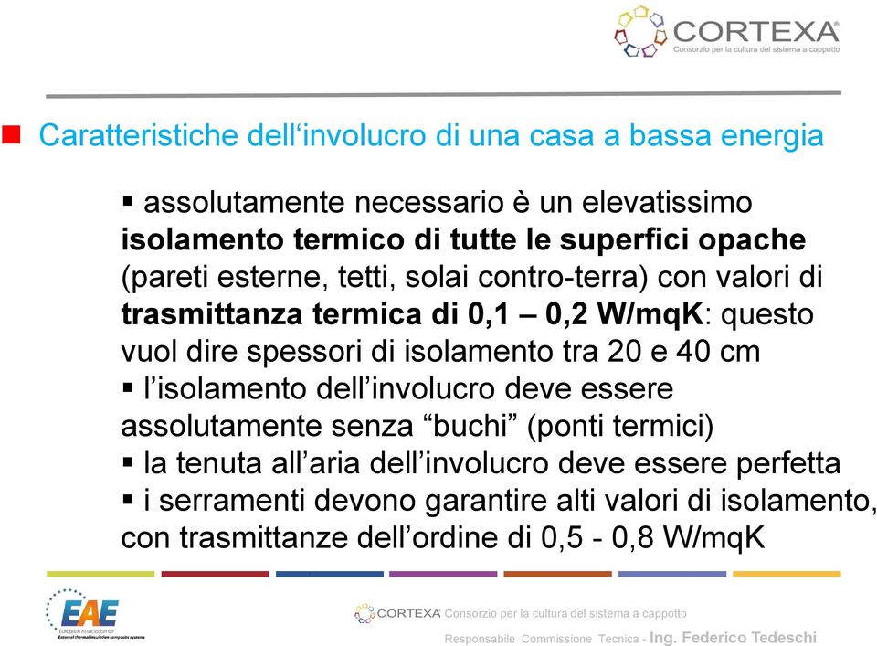 spessori di isolamento tra 20 e 40 cm l isolamento dell involucro deve essere assolutamente senza buchi (ponti termici) la tenuta all