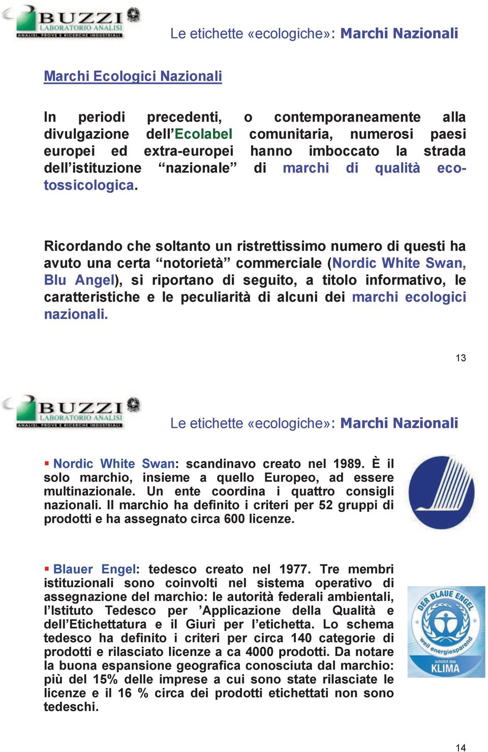 Ricordando che soltanto un ristrettissimo numero di questi ha avuto una certa notorietà commerciale (Nordic White Swan, Blu Angel), si riportano di seguito, a titolo informativo, le caratteristiche e