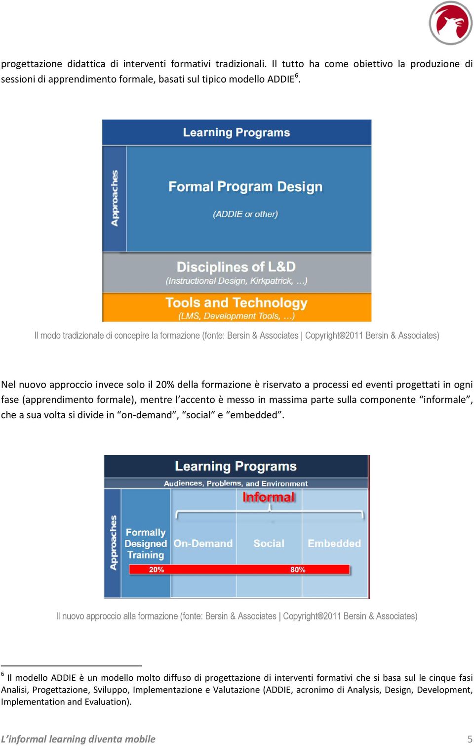 eventi progettati in ogni fase (apprendimento formale), mentre l accento è messo in massima parte sulla componente informale, che a sua volta si divide in on-demand, social e embedded.