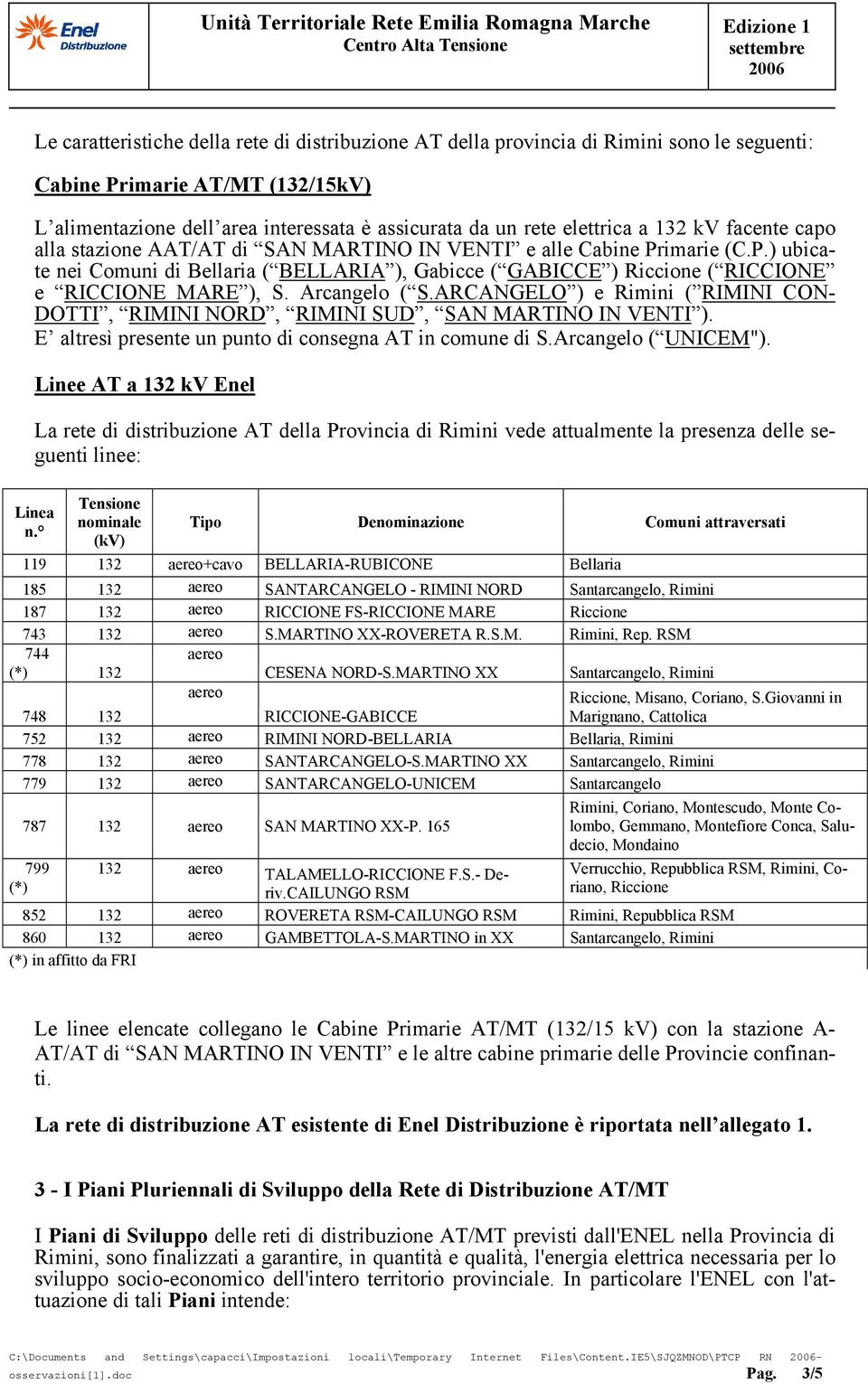 Arcangelo ( S.ARCANGELO ) e Rimini ( RIMINI CON- DOTTI, RIMINI NORD, RIMINI SUD, SAN MARTINO IN VENTI ). E altresì presente un punto di consegna AT in comune di S.Arcangelo ( UNICEM").