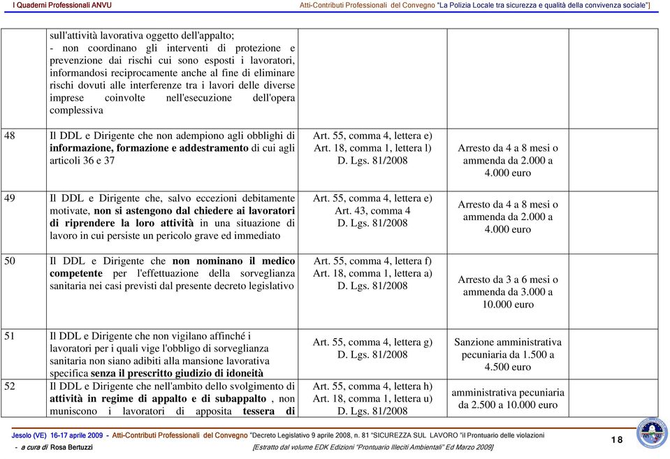 formazione e addestramento di cui agli articoli 36 e 37 49 Il DDL e Dirigente che, salvo eccezioni debitamente motivate, non si astengono dal chiedere ai lavoratori di riprendere la loro attività in