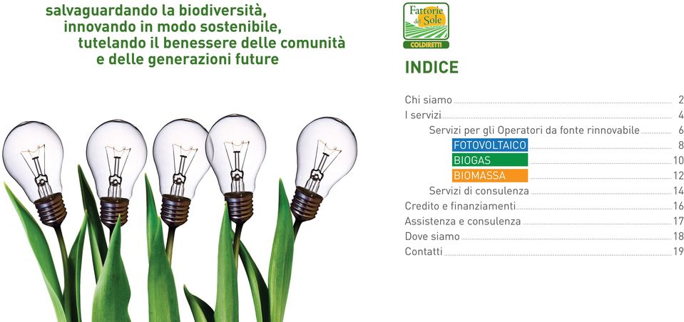 Operatori da fonte rinnovabile FOTOVOLTAICO BIOGAS BIOMASSA Servizi di consulenza