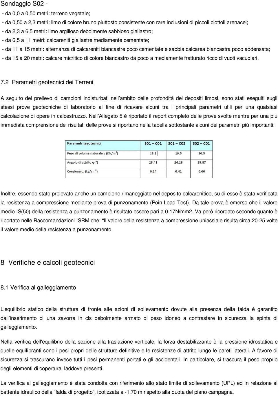 biancastra poco addensata; - da 15 a 20 metri: calcare micritico di colore biancastro da poco a mediamente fratturato ricco di vuoti vacuolari. 7.