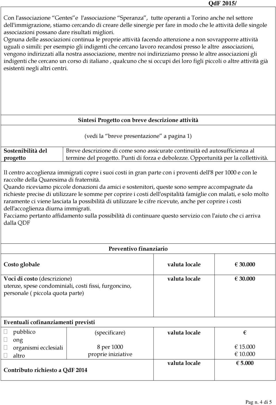 Ognuna delle associazioni continua le proprie attività facendo attenzione a non sovrapporre attività uguali o simili: per esempio gli indigenti che cercano lavoro recandosi presso le altre