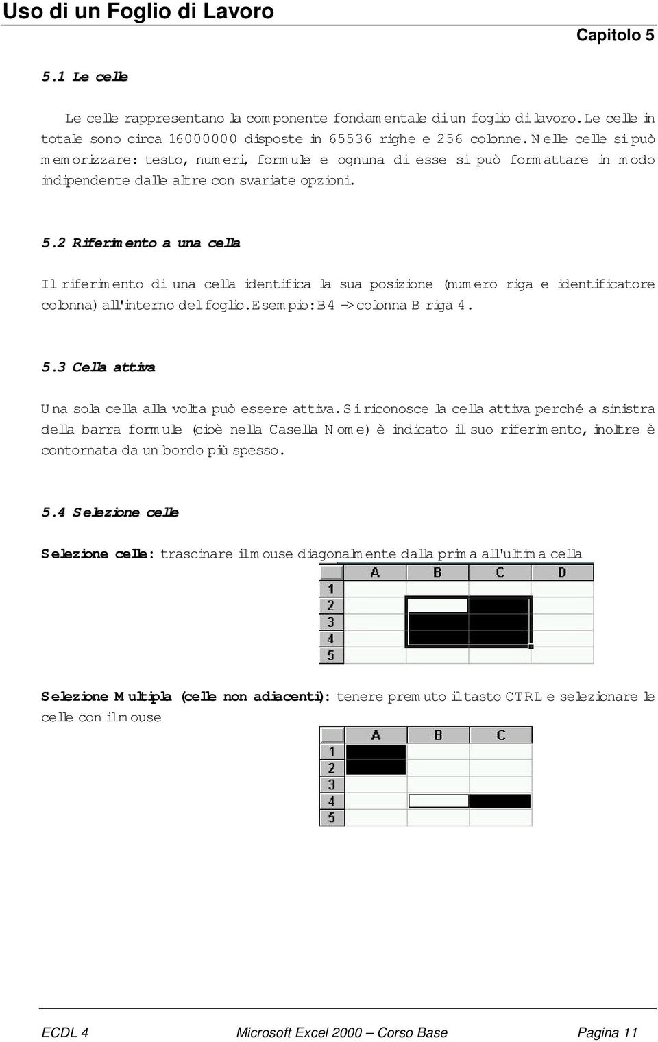 N elle celle si può m em orizzare: testo, num eri, form ule e ognuna di esse si può form attare in m odo indipendente dalle altre con svariate opzioni. 5.