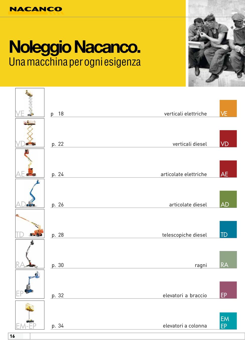 22 verticali diesel VD AE p. 24 articolate elettriche AE AD p.