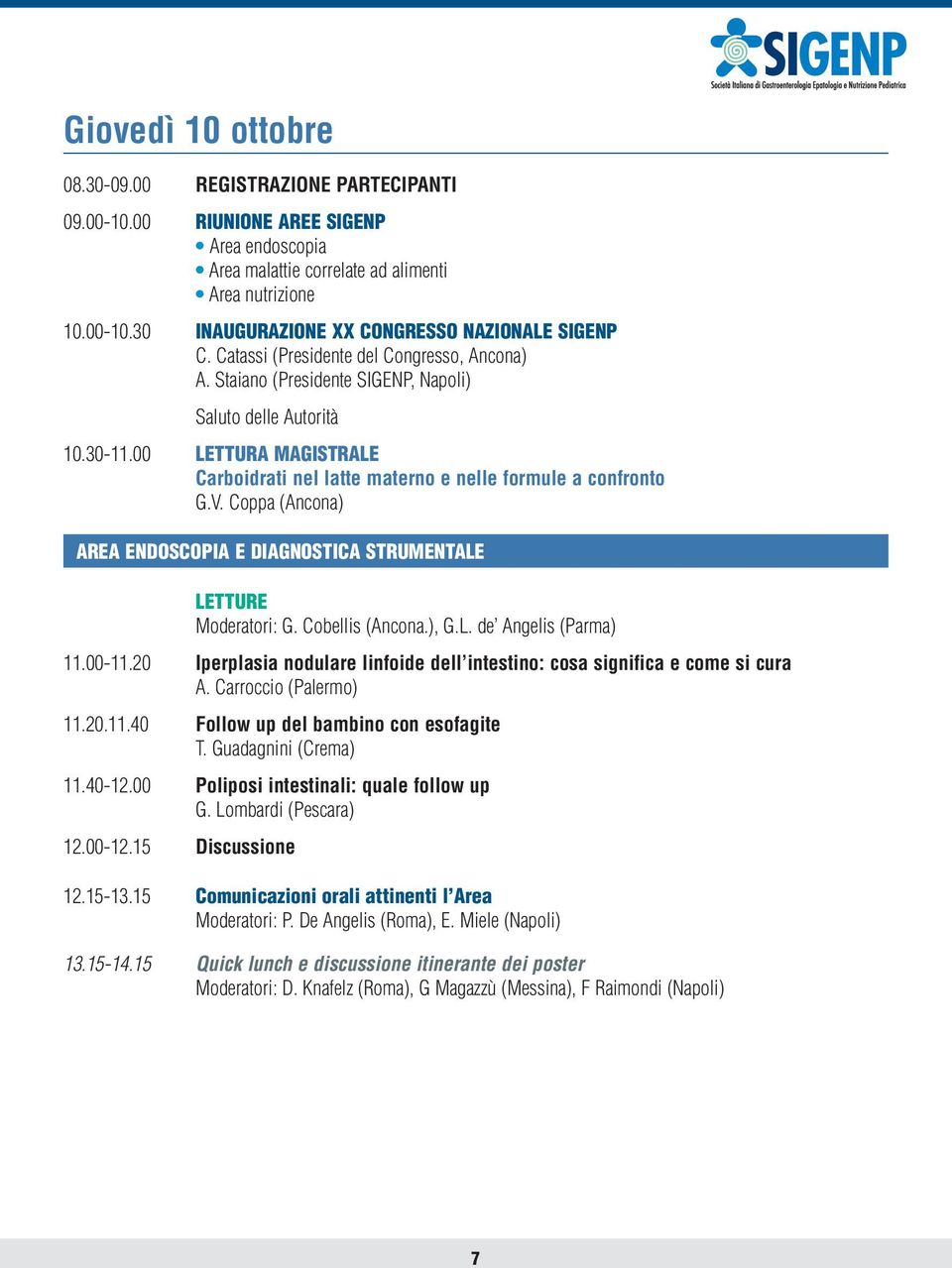 Coppa (Ancona) AREA ENDOSCOPIA E DIAGNOSTICA STRUMENTALE LETTURE Moderatori: G. Cobellis (Ancona.), G.L. de Angelis (Parma) 11.00-11.