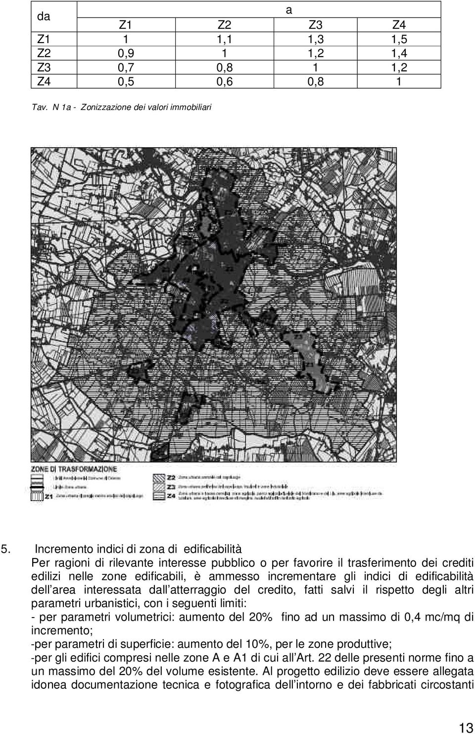 edificabilità dell area interessata dall atterraggio del credito, fatti salvi il rispetto degli altri parametri urbanistici, con i seguenti limiti: - per parametri volumetrici: aumento del 20% fino