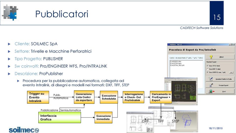formati: DXF, TIFF, STEP Trigger su Evento Intralink Pubb.