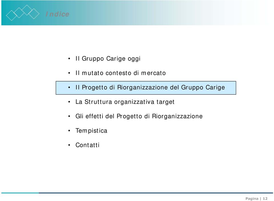 Carige La Struttura organizzativa target Gli effetti