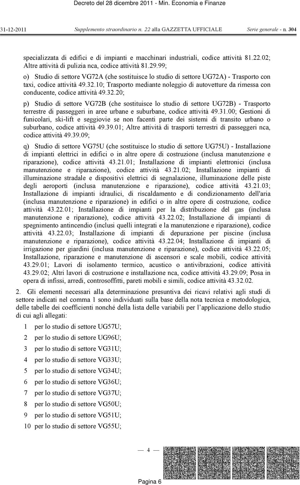 10; Trasporto mediante noleggio di autovetture da rimessa con conducente, codice attività 49.32.