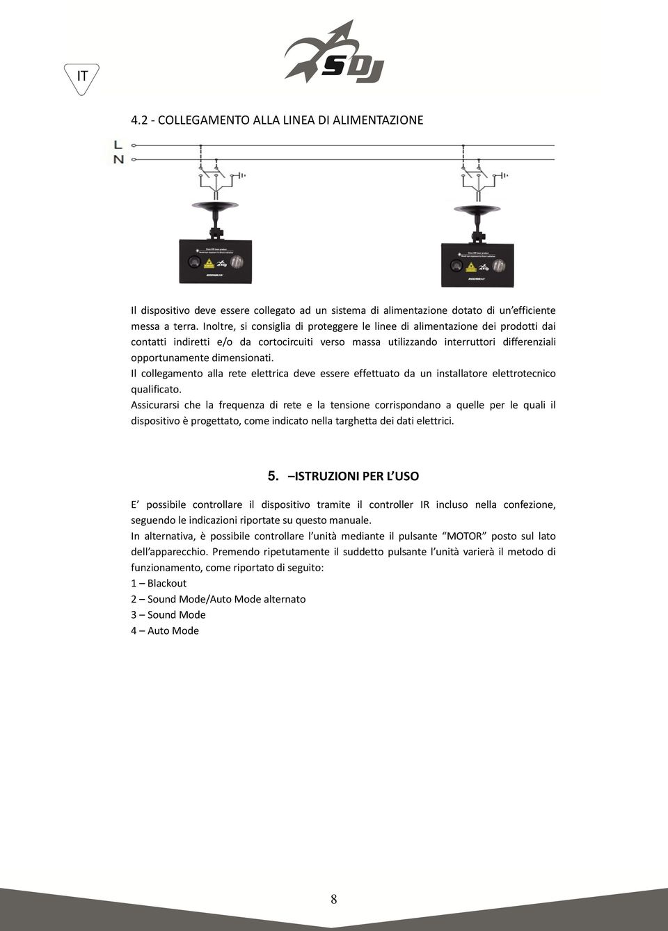 Il collegamento alla rete elettrica deve essere effettuato da un installatore elettrotecnico qualificato.