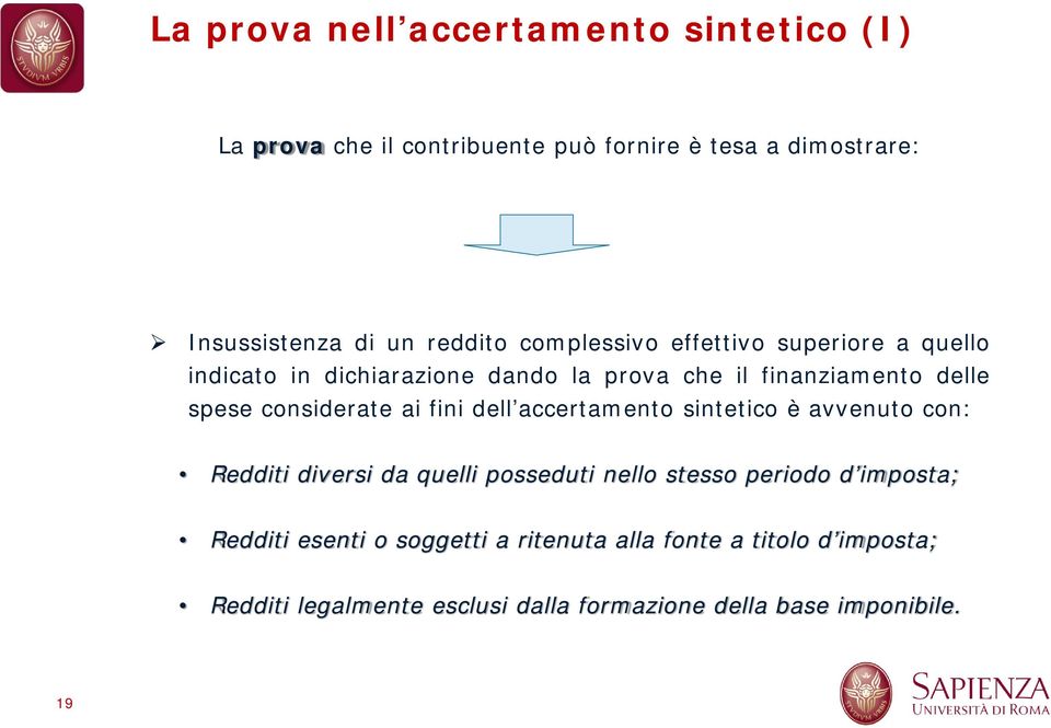 considerate ai fini dell accertamento sintetico è avvenuto con: Redditi diversi da quelli posseduti nello stesso periodo d