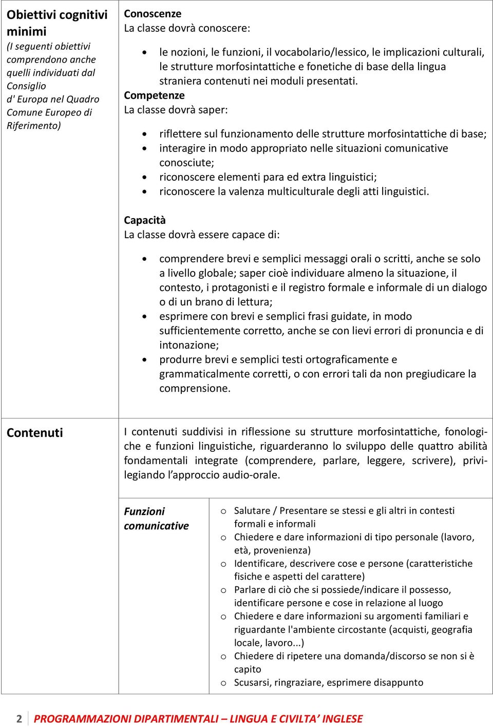 Competenze La classe dovrà saper: riflettere sul funzionamento delle strutture morfosintattiche di base; interagire in modo appropriato nelle situazioni comunicative conosciute; riconoscere elementi