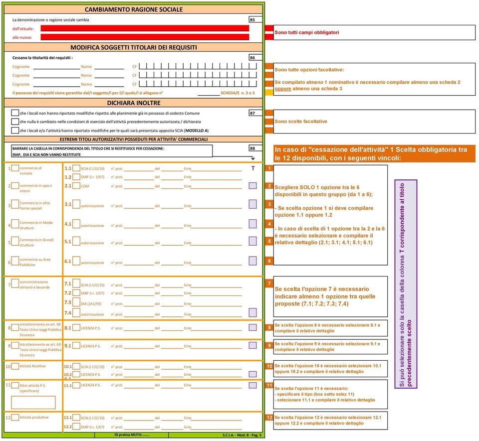 2 o 3 che i locali non hanno riportato modifiche rispetto alle planimetrie già in possesso di codesto Comune che nulla è cambiato nelle condizioni di esercizio dell'attività precedentemente