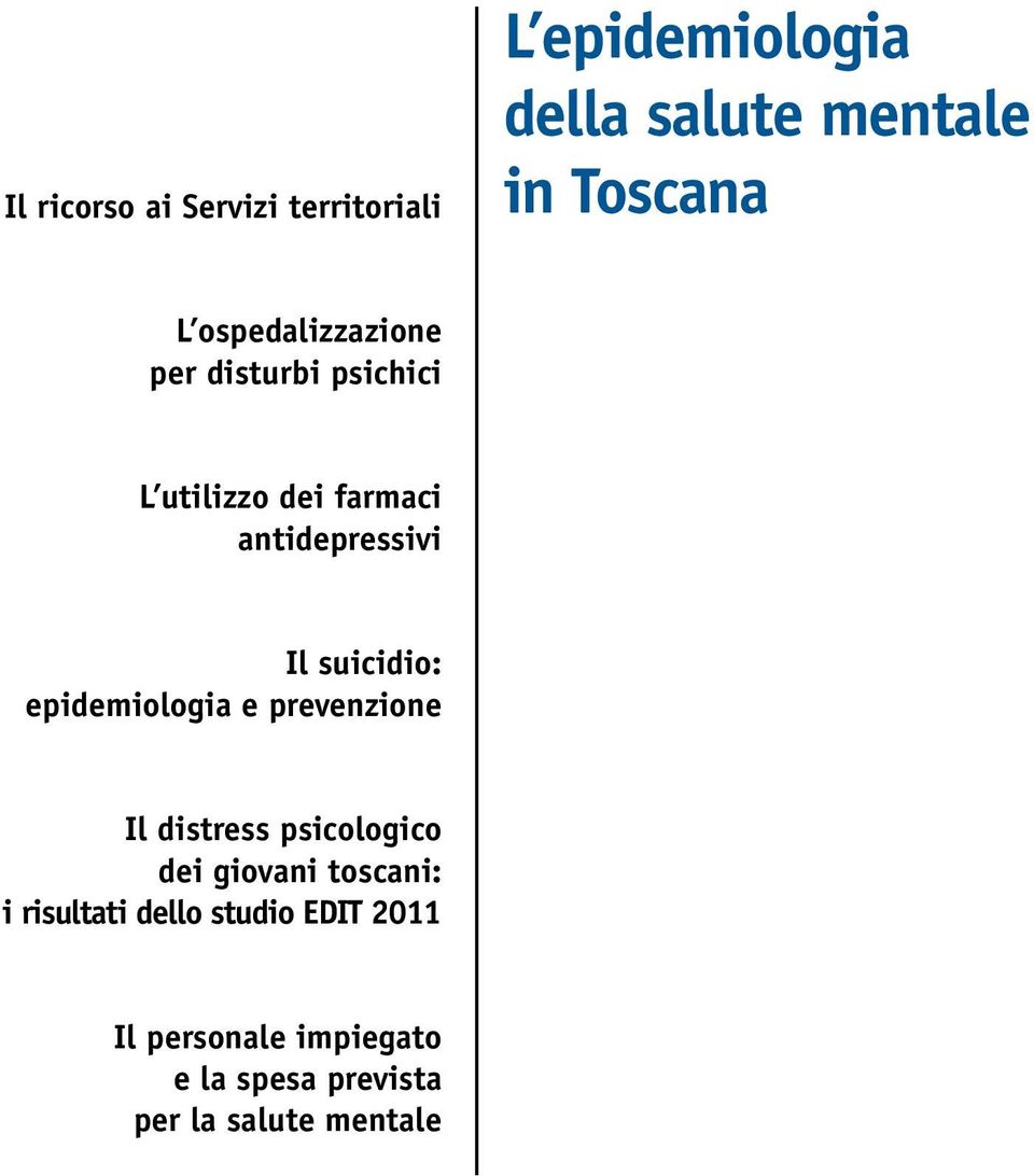 suicidio: epidemiologia e prevenzione Il distress psicologico dei giovani toscani: i