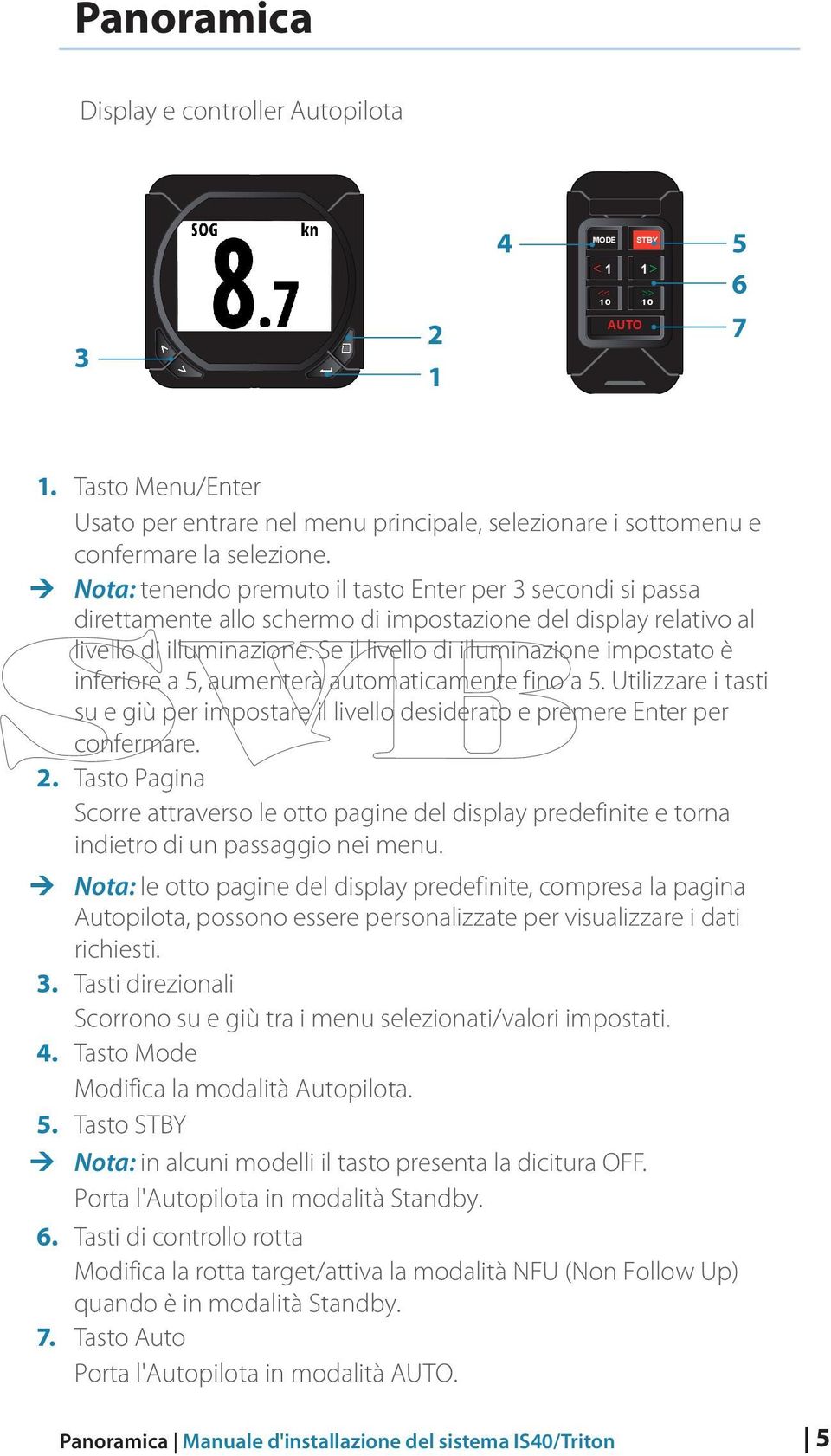 Se il livello di illuminazione impostato è inferiore a 5, aumenterà automaticamente fino a 5. Utilizzare i tasti su e giù per impostare il livello desiderato e premere Enter per confermare. 2.