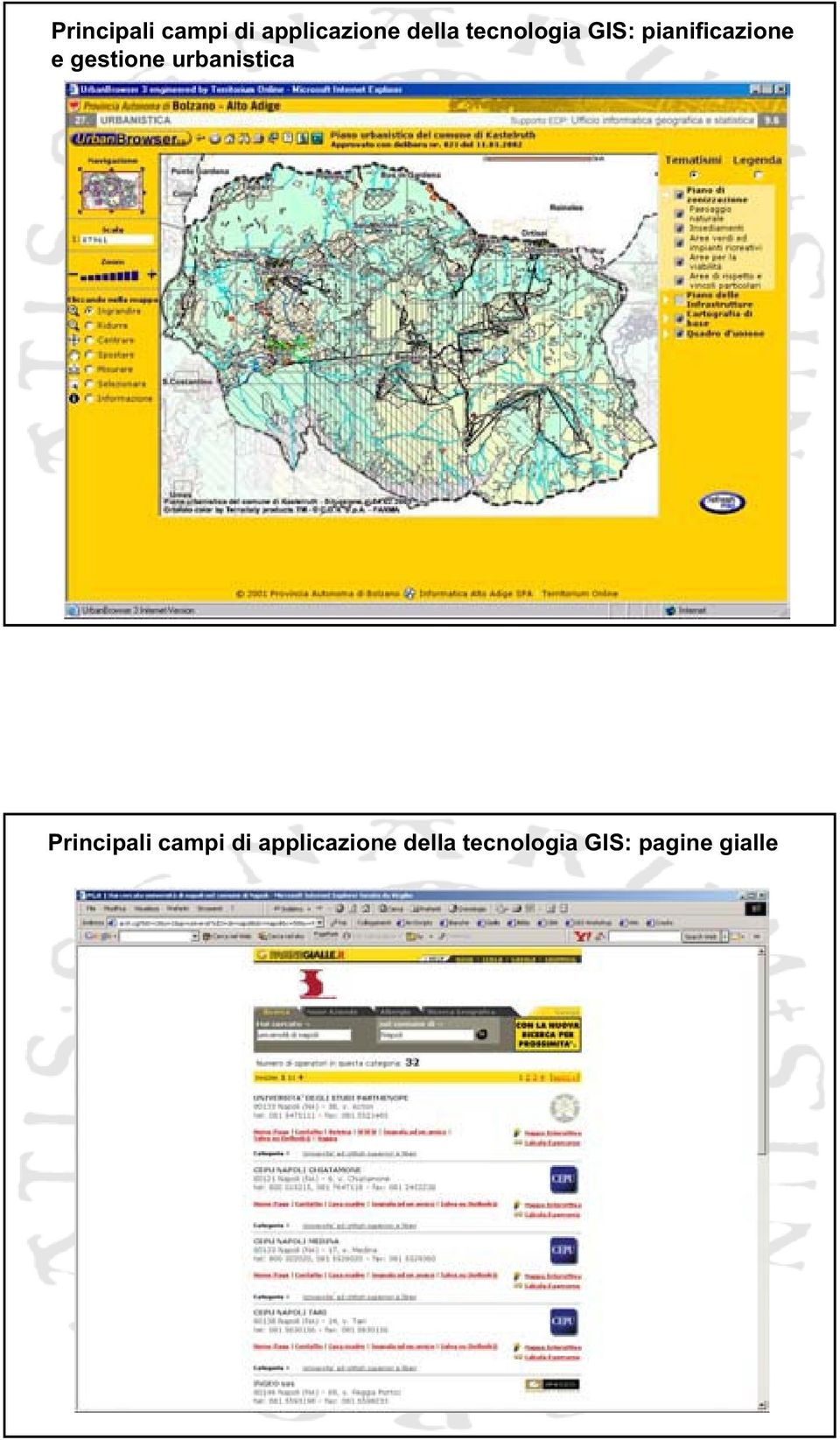 gestione urbanistica  tecnologia GIS: