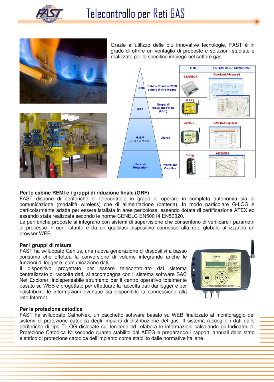 Per le cabine REMI e i gruppi di riduzione finale (GRF) FAST dispone di periferiche di telecontrollo in grado di operare in completa autonomia sia di comunicazione (modalità wireless) che di