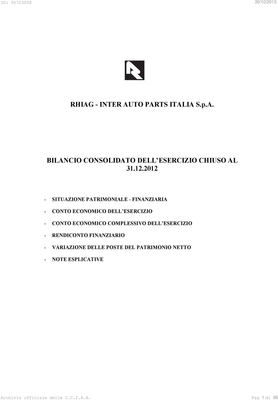 CONTO ECONOMICO COMPLESSIVO DELL ESERCIZIO - RENDICONTO FINANZIARIO - VARIAZIONE DELLE