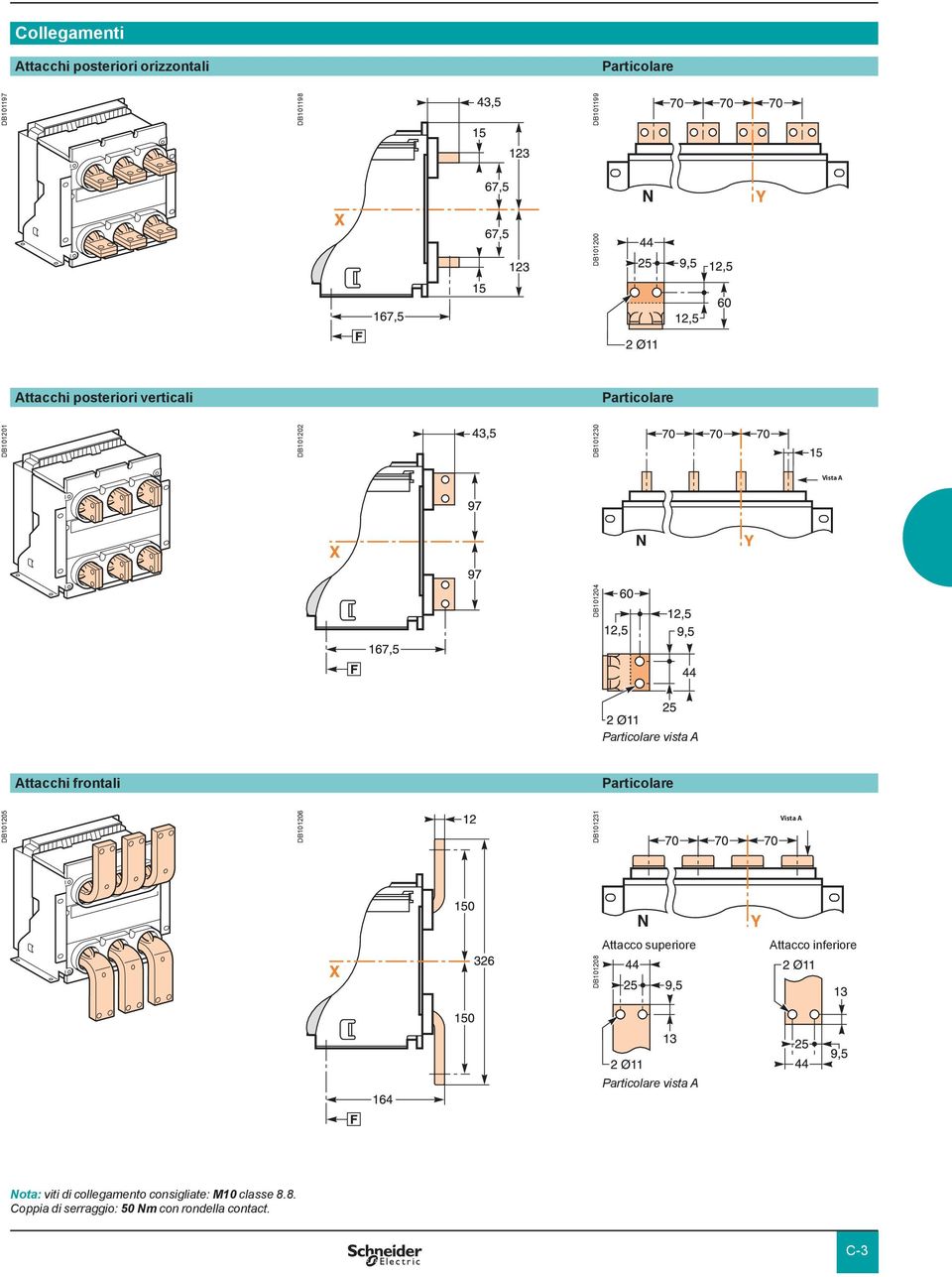 DB101205 DB101206 DB101231 Attacco superiore Attacco inferiore DB101208 vista A Nota: viti