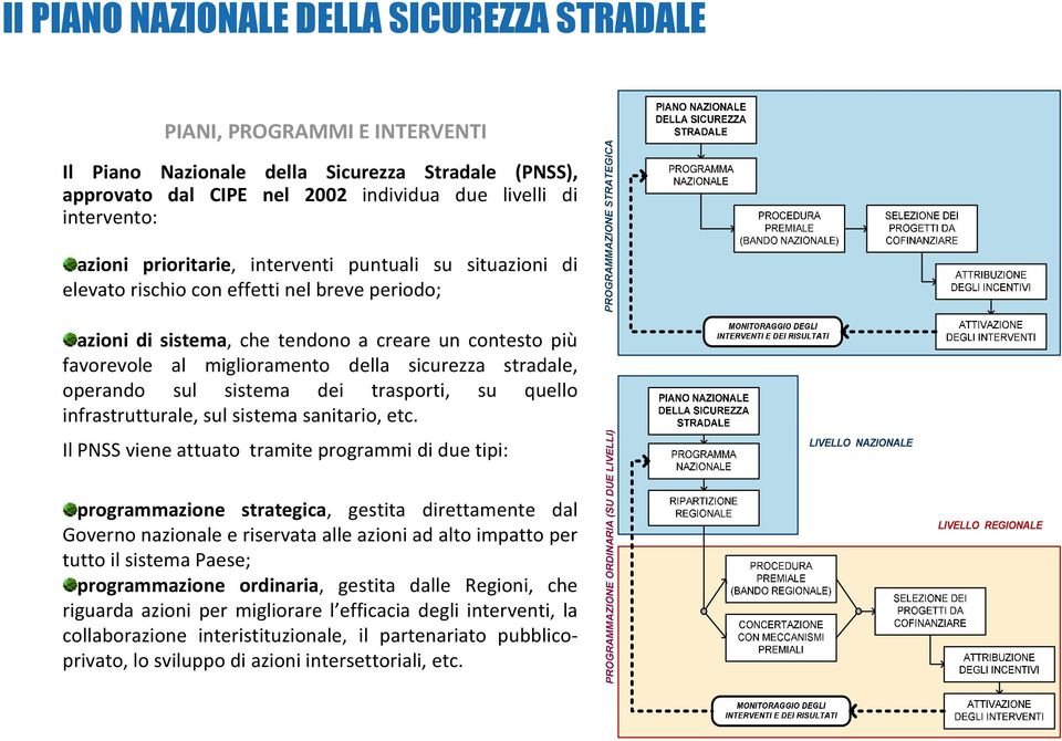 stradale, operando sul sistema dei trasporti, su quello infrastrutturale, sul sistema sanitario, etc.