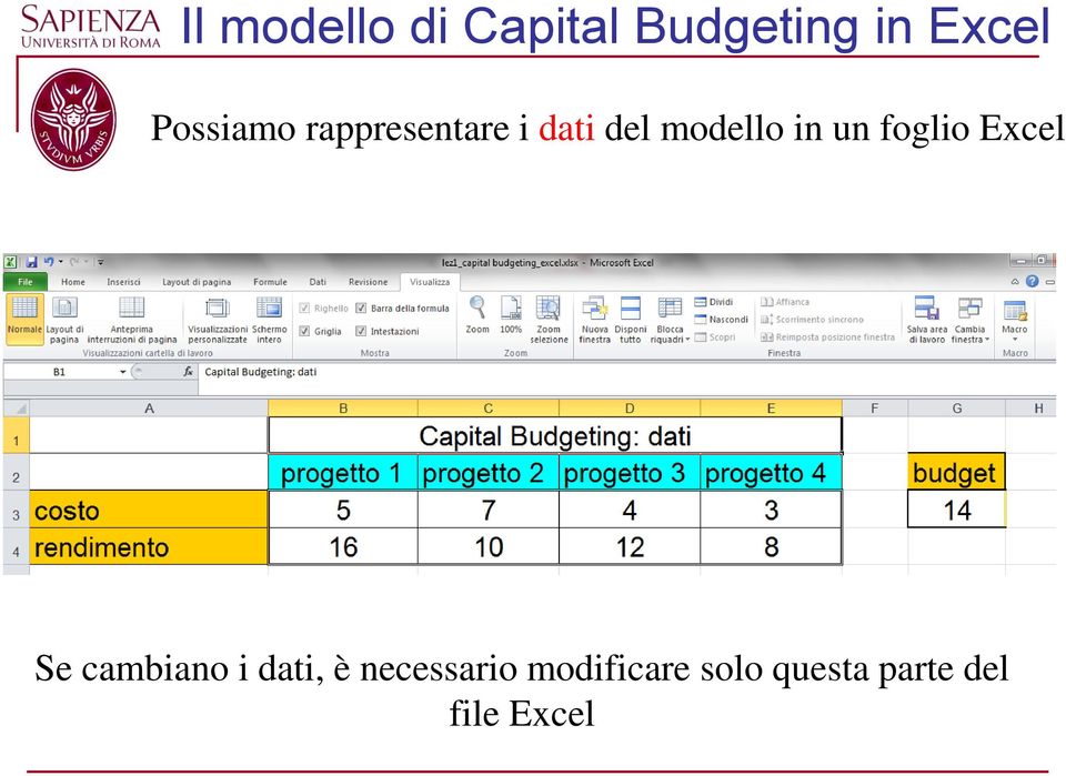 un foglio Excel Se cambiano i dati, è