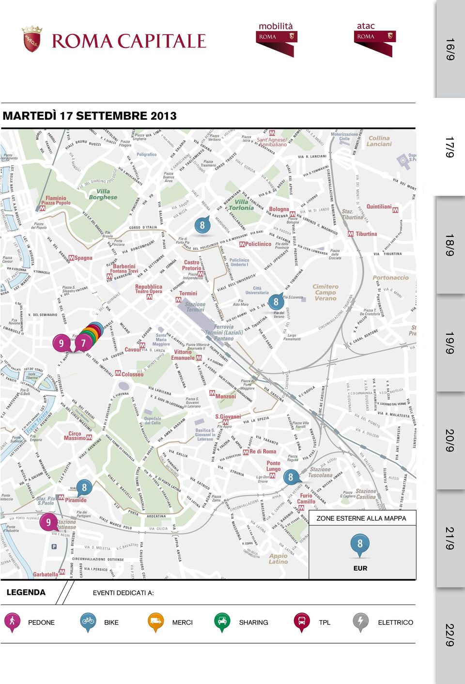 20/9 8 8 1 ZONE ESTERNE ALLA MAPPA 21/9 9 8 EUR