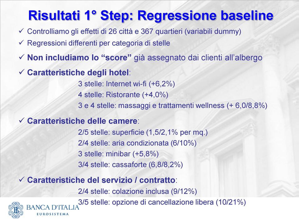 massaggi e trattamenti wellness (+ 6,0/8,8%) Caratteristiche delle camere: 2/5 stelle: superficie (1,5/2,1% per mq.