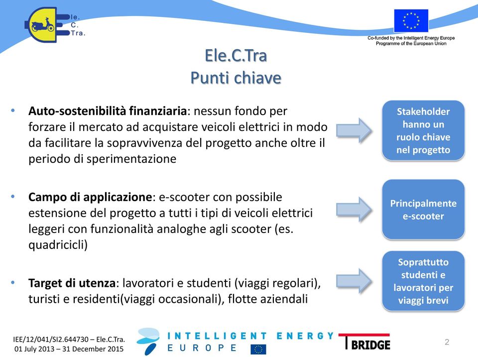 estensione del progetto a tutti i tipi di veicoli elettrici leggeri con funzionalità analoghe agli scooter (es.