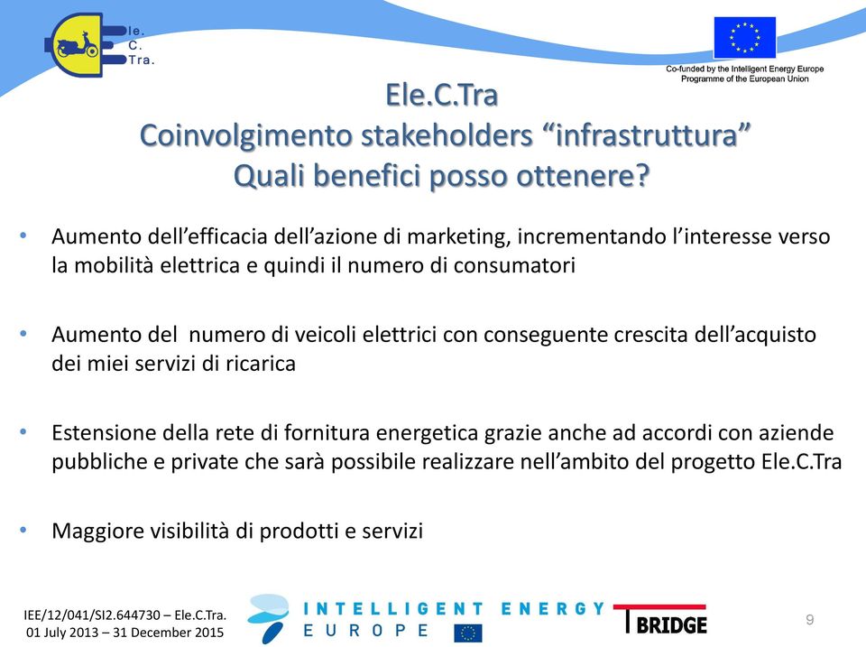 consumatori Aumento del numero di veicoli elettrici con conseguente crescita dell acquisto dei miei servizi di ricarica Estensione