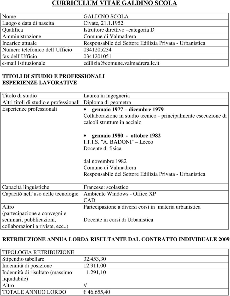 0341205234 fax dell Ufficio 0341201051 e-mail istituzionale edilizia@comune.valmadrera.lc.