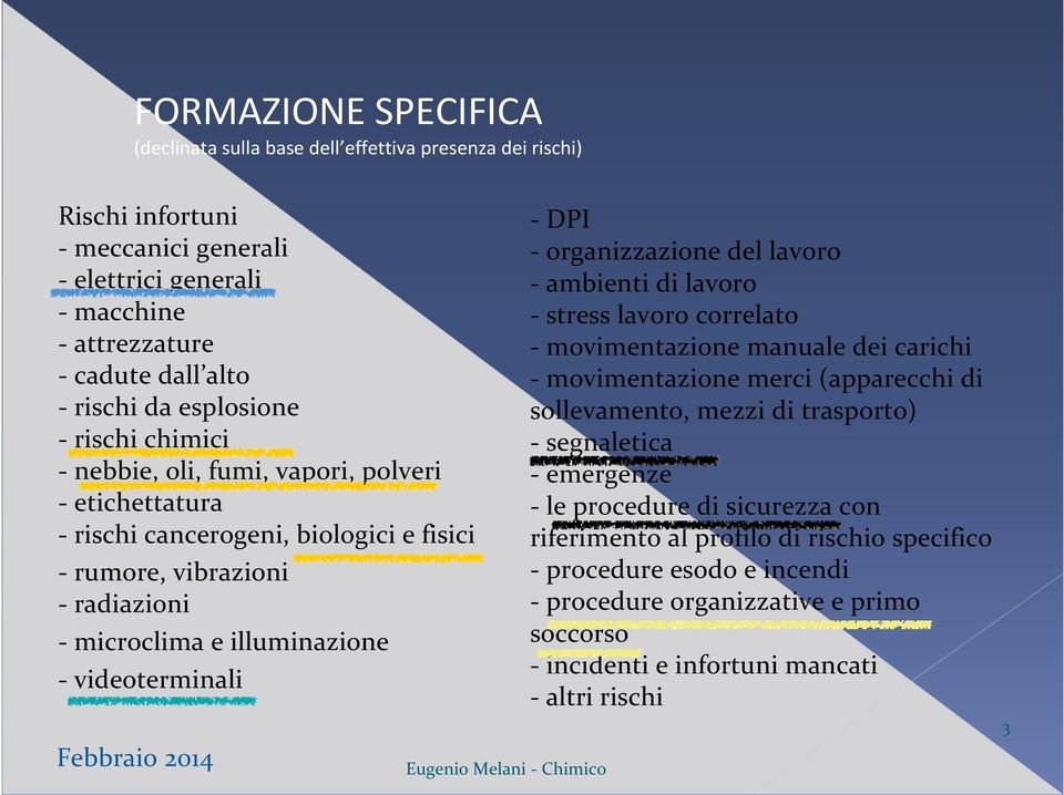 videoterminali - Chimico - DPI - organizzazione del lavoro - ambienti di lavoro - stress lavoro correlato - movimentazione manuale dei carichi - movimentazione merci (apparecchi di sollevamento,