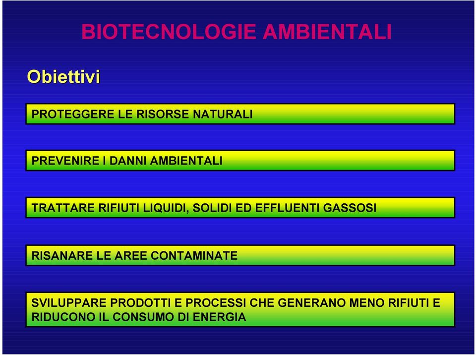 EFFLUENTI GASSOSI RISANARE LE AREE CONTAMINATE SVILUPPARE PRODOTTI